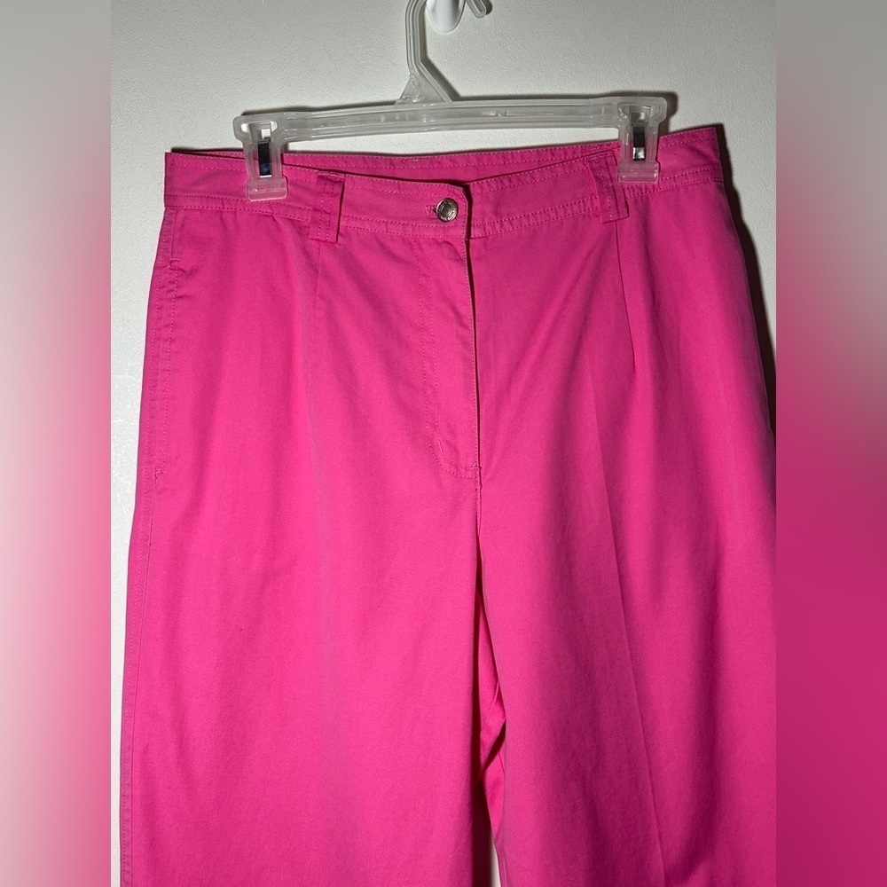 Pendleton Cotton Wide Leg Vibrant Pink Ankle Pants Size 12 Spring Office - Picture 2 of 8